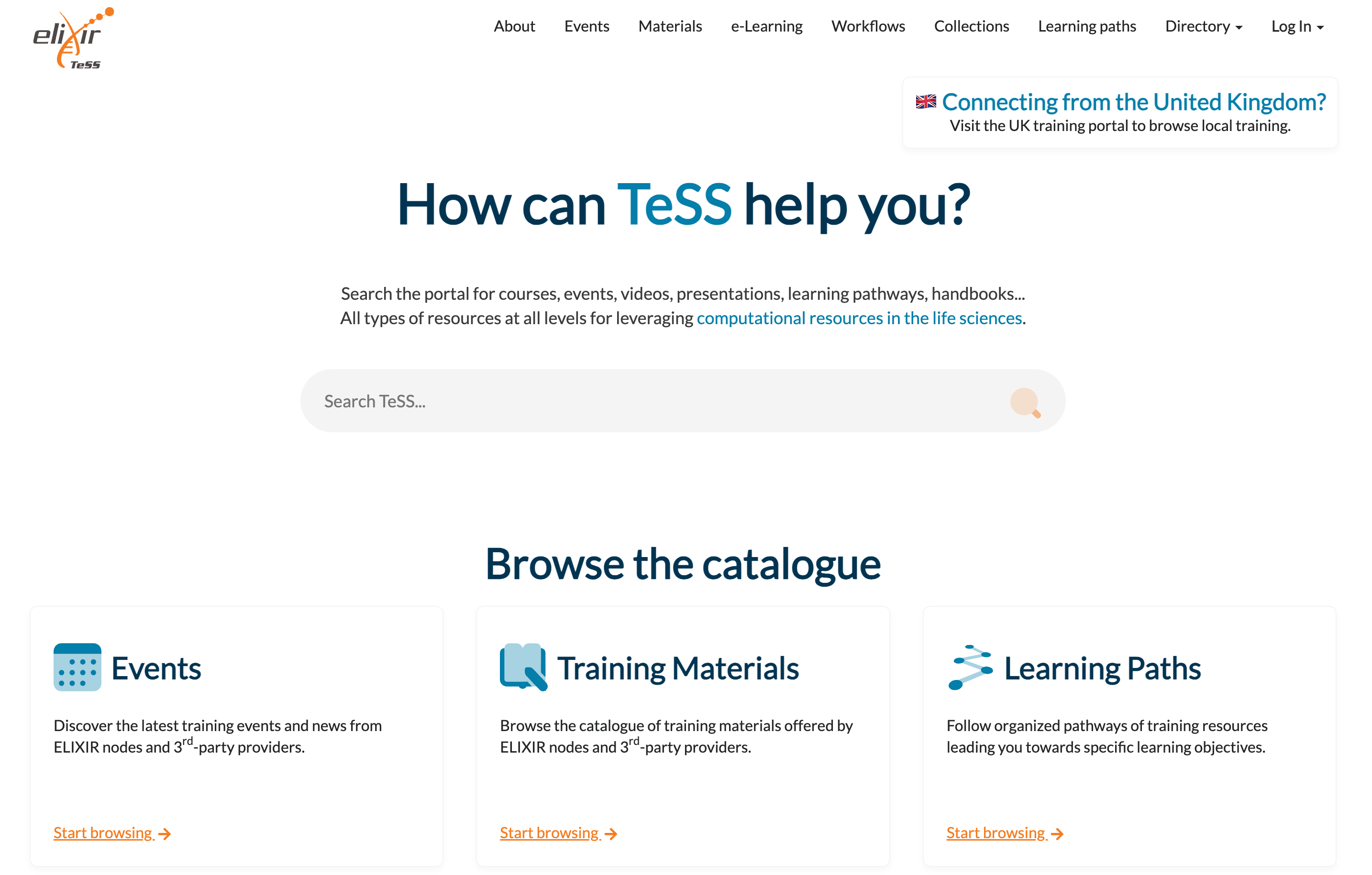 TeSS screenshot